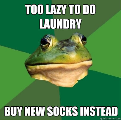 Too lazy to do laundry buy new socks instead  Foul Bachelor Frog