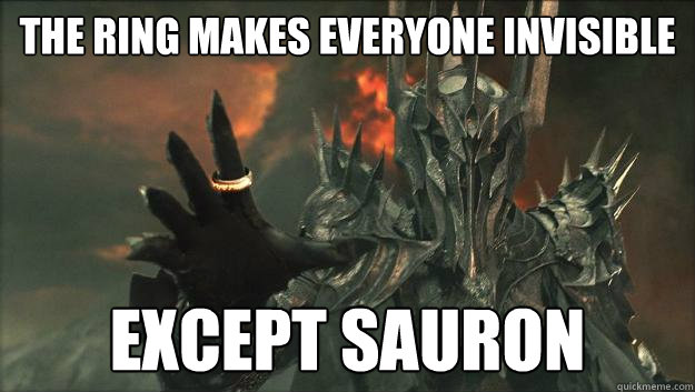 The ring makes everyone invisible except sauron - The ring makes everyone invisible except sauron  Horny Sauron