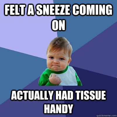 Felt a sneeze coming on Actually had tissue handy  Success Kid