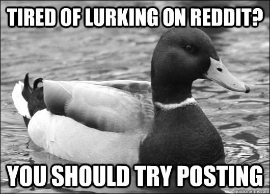 Tired of lurking on Reddit? You should try posting - Tired of lurking on Reddit? You should try posting  Ambiguous Advice Mallard