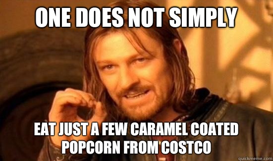 One Does Not Simply Eat just a few caramel coated popcorn from Costco  Boromir