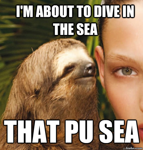 I'm about to dive in the sea That pu sea
  rape sloth