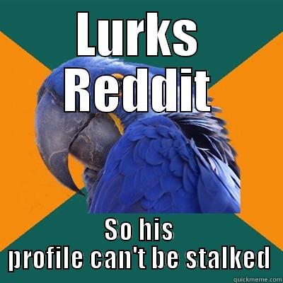 LURKS REDDIT SO HIS PROFILE CAN'T BE STALKED Paranoid Parrot