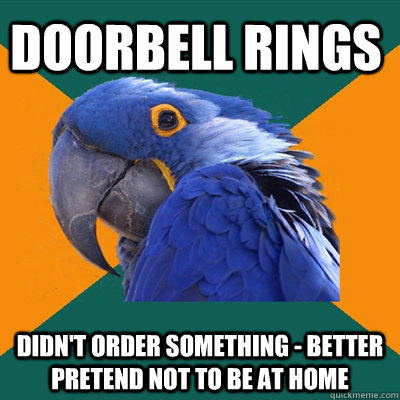doorbell rings didn't order something - better pretend not to be at home  Paranoid Parrot