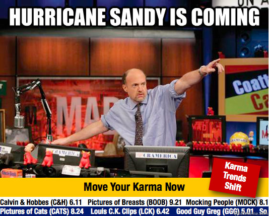 Hurricane sandy is coming    Mad Karma with Jim Cramer