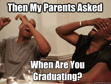 Then My Parents Asked When Are You Graduating?   Jay-Z and Kanye West laughing