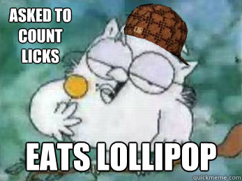 Asked to count licks eats lollipop  