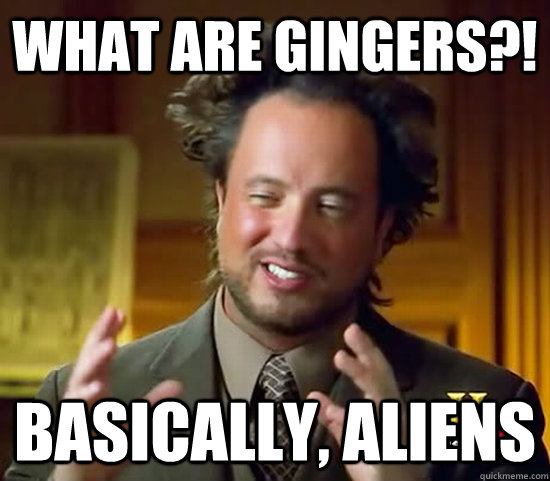 what are gingers?! Basically, aliens  Ancient Aliens