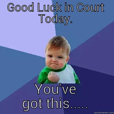 GOOD LUCK IN COURT TODAY. YOU'VE GOT THIS..... Success Kid
