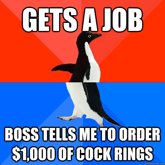 gets a job boss tells me to order $1,000 of cock rings  Socially Awesome Awkward Penguin