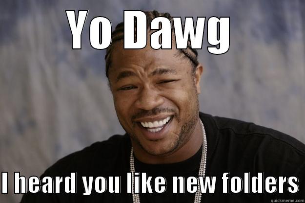 YO DAWG  I HEARD YOU LIKE NEW FOLDERS Xzibit meme