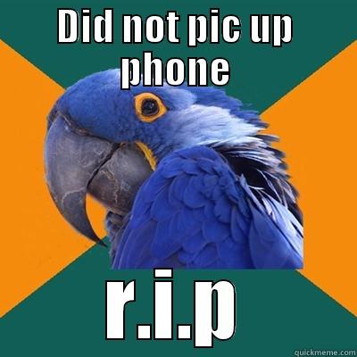 DID NOT PIC UP PHONE R.I.P Paranoid Parrot