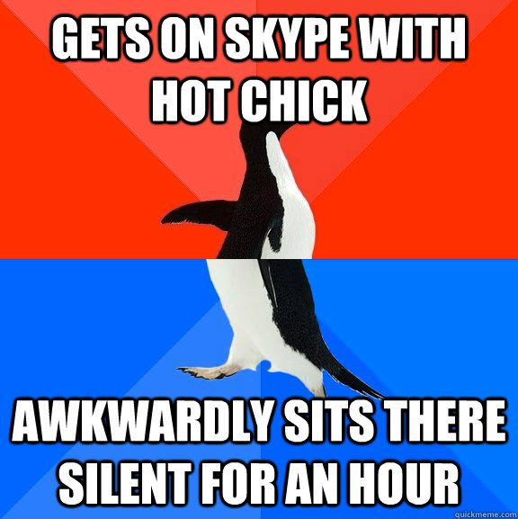 Gets On Skype With Hot Chick Awkwardly Sits There Silent For An Hour   Socially Awesome Awkward Penguin