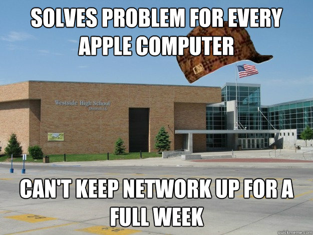 Solves problem for every apple computer Can't keep network up for a full week  