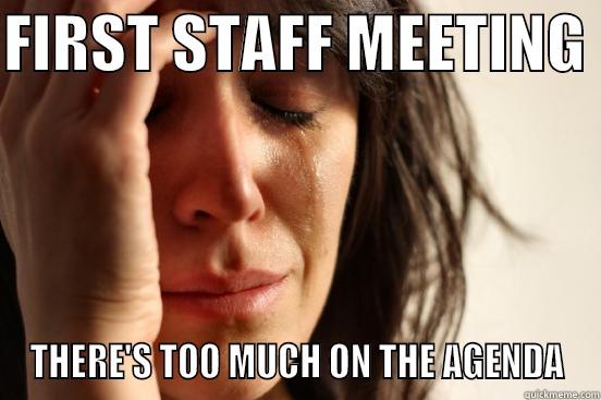 FIRST STAFF MEETING  THERE'S TOO MUCH ON THE AGENDA First World Problems