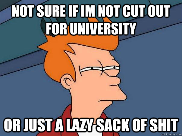 Not sure if im not cut out for university or just a lazy sack of shit  Futurama Fry