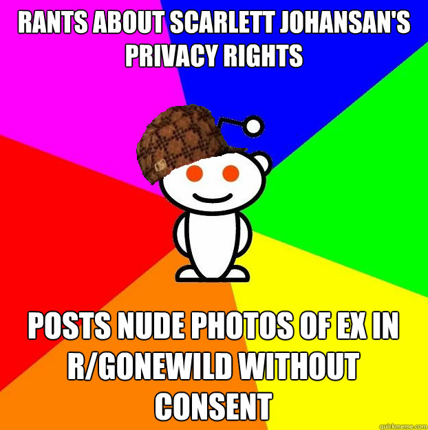 Rants about Scarlett Johansan's
privacy rights  Posts nude photos of ex in r/gonewild without consent Caption 3 goes here - Rants about Scarlett Johansan's
privacy rights  Posts nude photos of ex in r/gonewild without consent Caption 3 goes here  Scumbag Redditor