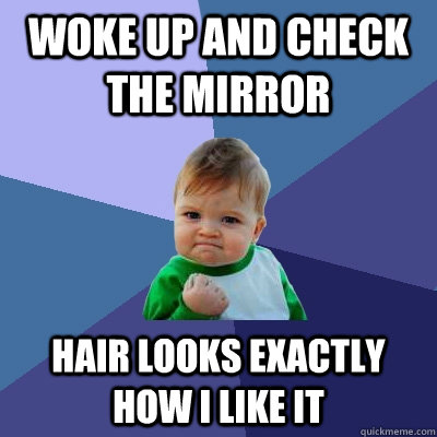 woke up and check the mirror hair looks exactly how i like it  Success Kid