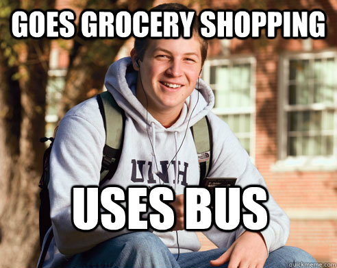 Goes grocery shopping uses bus  College Freshman