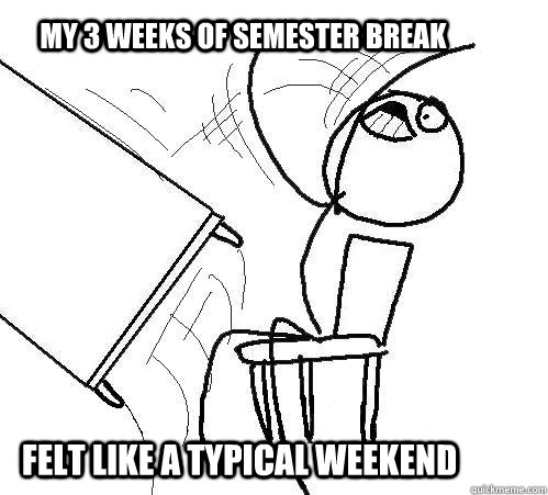 MY 3 WEEKS OF SEMESTER BREAK FELT LIKE A TYPICAL WEEKEND  rage table flip