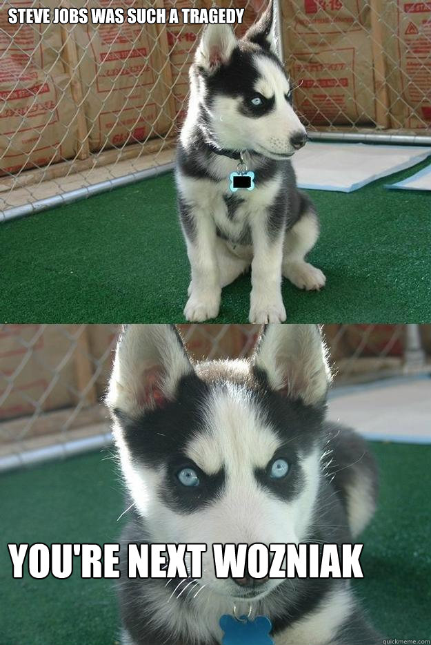 Steve jobs was such a tragedy You're next Wozniak  Insanity puppy