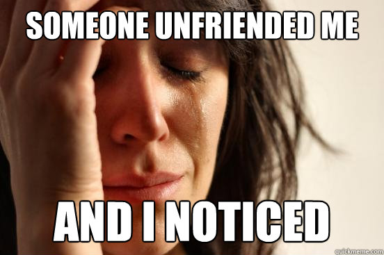 someone unfriended me and i noticed  First World Problems