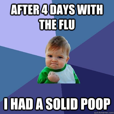 After 4 days with the flu I had a solid poop  Success Kid