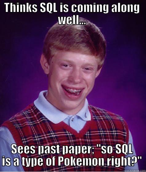 THINKS SQL IS COMING ALONG WELL... SEES PAST PAPER; 