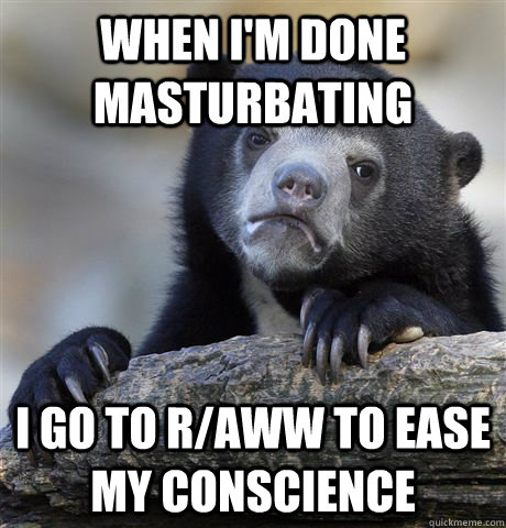 When i'm done masturbating i go to r/aww to ease my conscience  Confession Bear