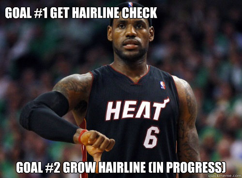 Goal #1 get hairline check Goal #2 grow hairline (In Progress)  Lebron James