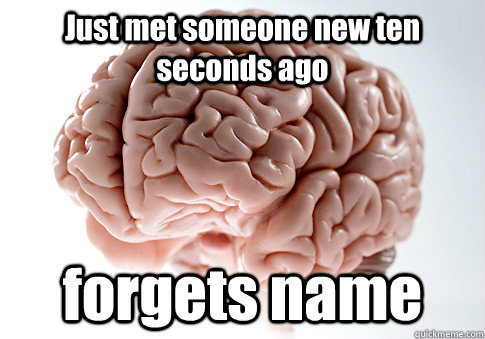 Just met someone new ten seconds ago forgets name   Scumbag Brain