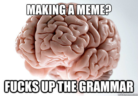 making a meme? fucks up the grammar - making a meme? fucks up the grammar  Scumbag Brain