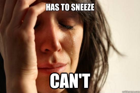 Has to sneeze can't  First World Problems