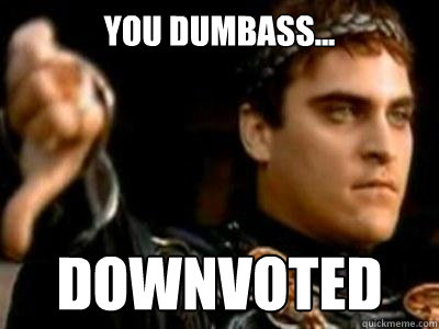 You dumbass... downvoted  Downvoting Roman