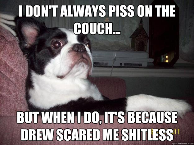 I don't always piss on the  couch... but when i do, it's because drew scared me shitless  