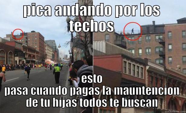 PICA ANDANDO POR LOS TECHOS ESTO PASA CUANDO PAGAS LA MAUNTENCION DE TU HIJAS TODOS TE BUSCAN Misc
