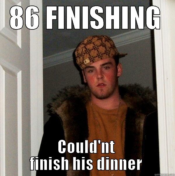 86 FINISHING COULDN'T FINISH HIS DINNER Scumbag Steve