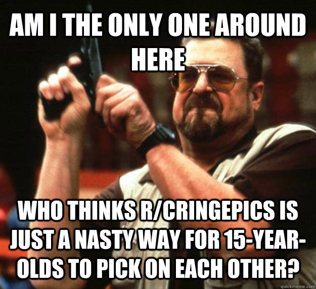 AM I THE ONLY ONE AROUND HERE who thinks r/cringepics is just a nasty way for 15-year-olds to pick on each other?  Angry Walter