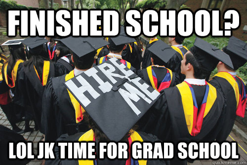 FINISHED SCHOOL? LOL JK TIME FOR GRAD SCHOOL - FINISHED SCHOOL? LOL JK TIME FOR GRAD SCHOOL  Recent College Graduate