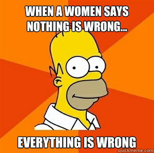 When a women says nothing is wrong... everything is wrong  Advice Homer