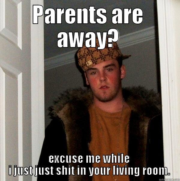 PARENTS ARE AWAY? EXCUSE ME WHILE I JUST JUST SHIT IN YOUR LIVING ROOM. Scumbag Steve