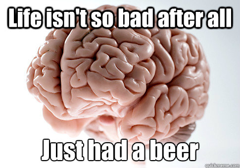 Life isn't so bad after all Just had a beer  Scumbag Brain