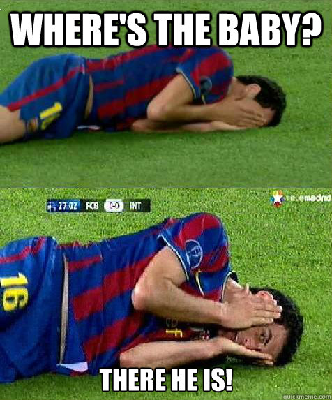 Where's the baby? There he is!  sergio busquets