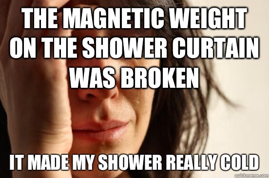 The magnetic weight on the shower curtain was broken It made my shower really cold   First World Problems