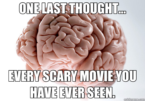 ONE LAST THOUGHT... EVERY SCARY MOVIE YOU HAVE EVER SEEN.  Scumbag Brain