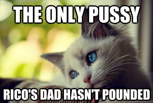 The only pussy Rico's dad hasn't pounded   First World Cat Problems