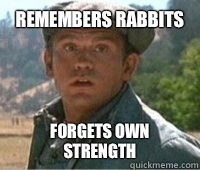 Remembers rabbits  Forgets own strength   