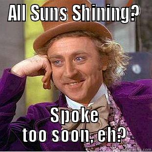 ALL SUNS SHINING? SPOKE TOO SOON, EH? Condescending Wonka