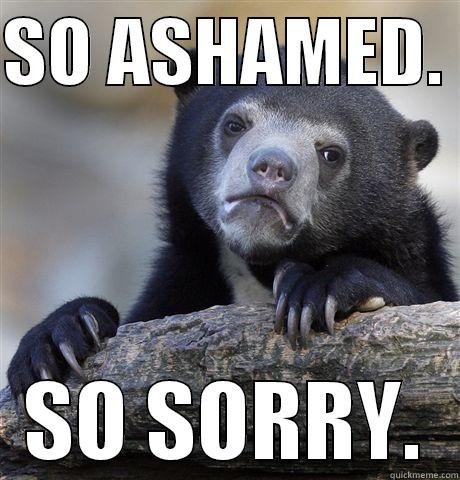 SO ASHAMED.  SO SORRY. Confession Bear