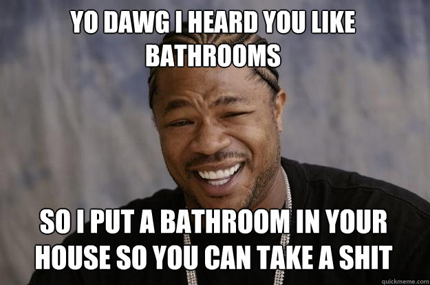 Yo dawg I heard you like bathrooms so I put a bathroom in your house so you can take a shit   Xzibit meme